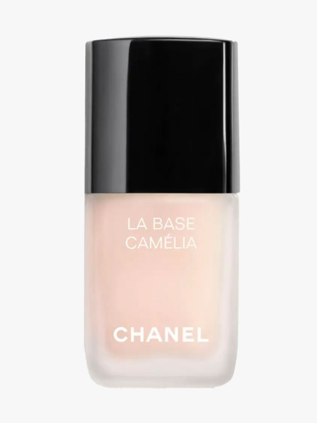 Chanel Le Base Camelia in branded component on a light gray background