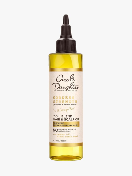 Carol’s Daughter Goddess Strength Scalp Oil in branded component on a light gray background