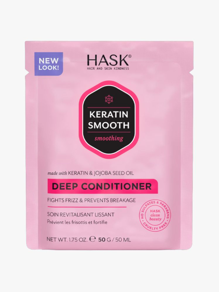 Hask Keratin Protein Smoothing Deep Conditioner in branded component on a light gray background
